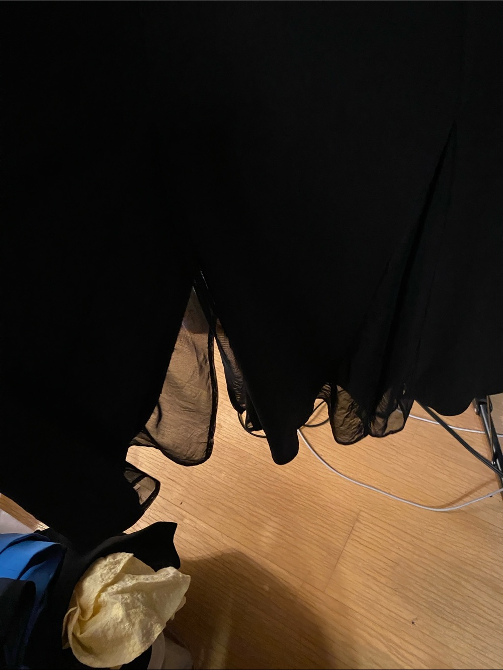 Black Maxi Skirt with Split Sheer Bottom - Picture 3 of 4